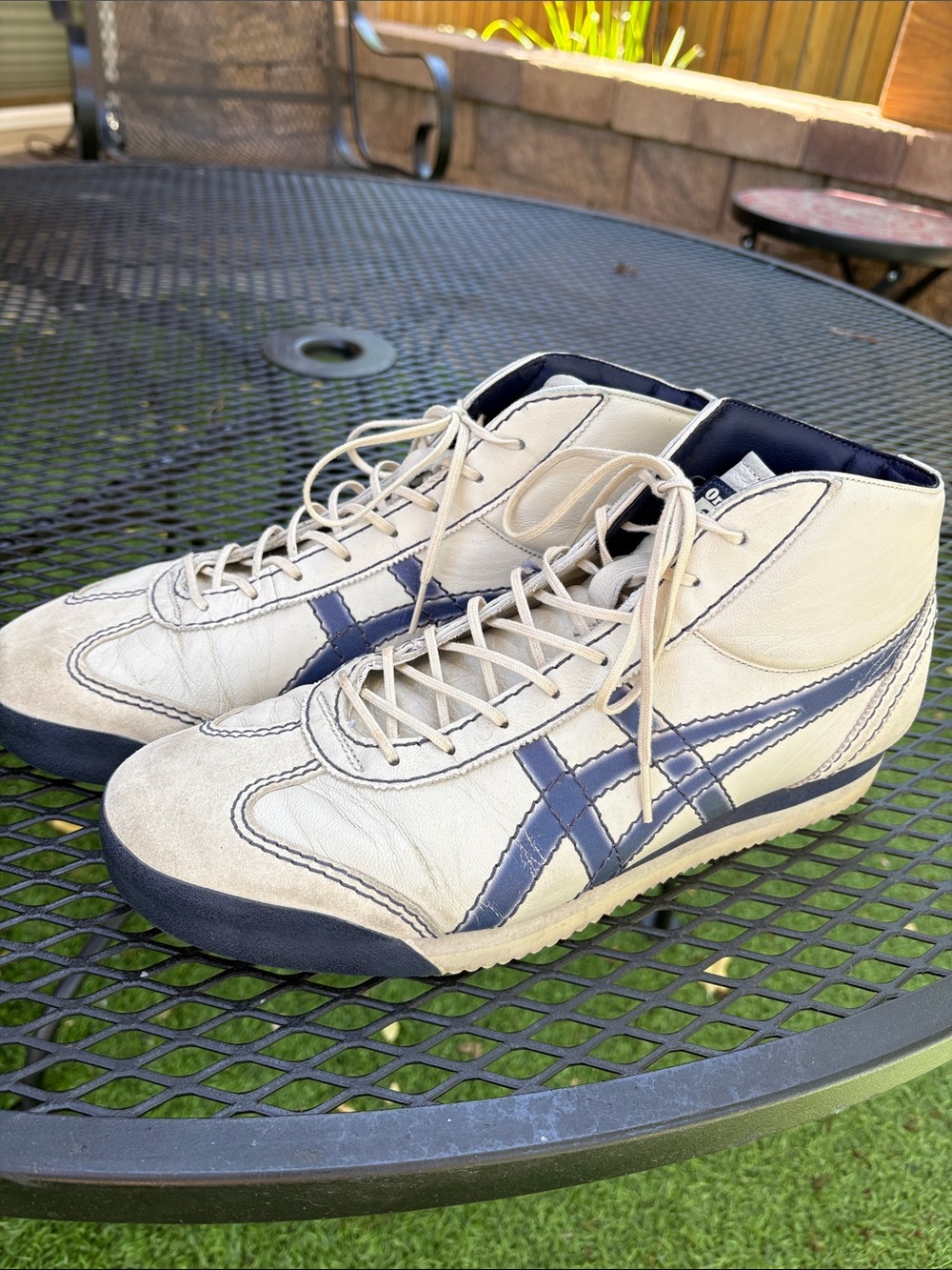 Onitsuka Tiger by Asics Cream and Navy Mid-Top Sneakers